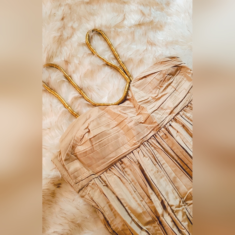 Greek goddess ✨️ style dress 100% silk gold Calypso St. Barth dress